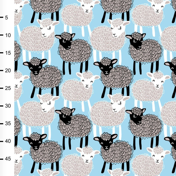 Cotton Jersey - Organic Cotton Jersey - Sheep - Light Blue - Frollein S®