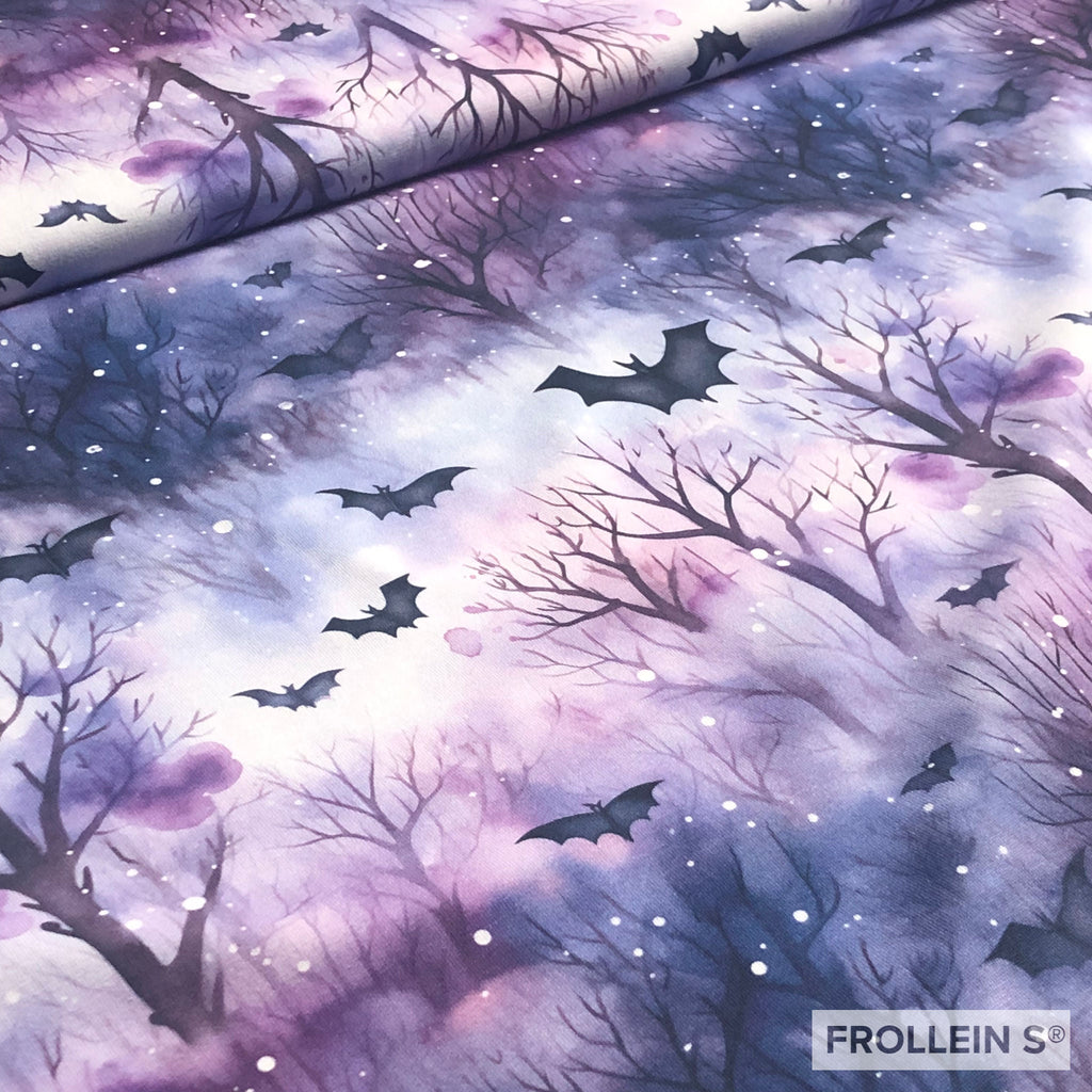 Cotton Jersey - Organic Cotton Jersey - Spooky Forest Bats - Frollein S®