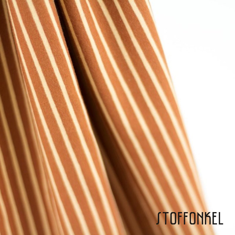 Cotton Jersey - Organic Cotton Jersey - Stripes - Caramel - Frollein S®