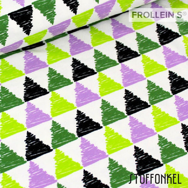 Cotton Jersey - Organic Cotton Jersey - Triangles - Green - Purple - Frollein S®