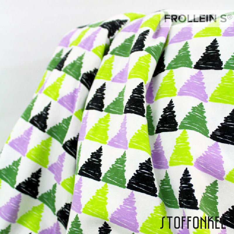 Cotton Jersey - Organic Cotton Jersey - Triangles - Green - Purple - Frollein S®