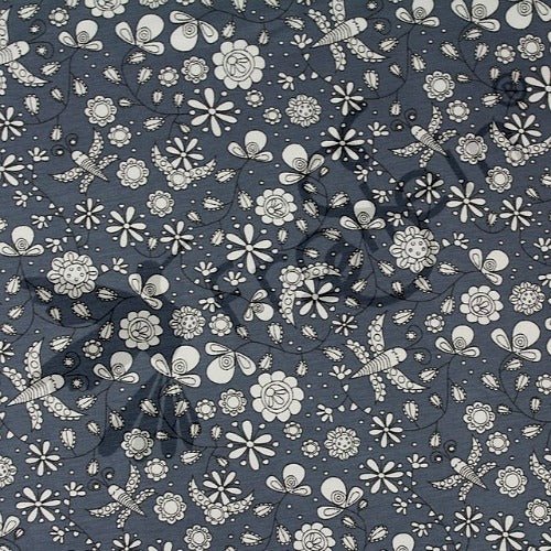 Cotton Jersey - Organic Cotton Jersey - Unicorn Flowers - Blue - Frollein S®