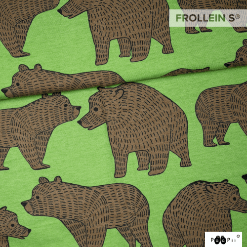 Cotton Jersey - Organic Cotton Jersey - Ursa Bear - Forest green - Frollein S®