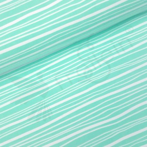 Cotton Jersey - Organic Cotton Jersey - Wavy Stripes - Mint - Frollein S®