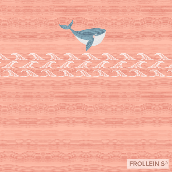 Cotton Jersey - Panel - Organic Cotton Jersey - Whale - Coral - Frollein S®