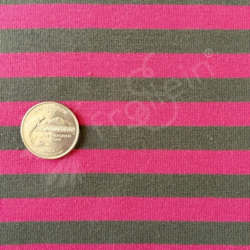  - Cotton Jersey - Stripes 1 cm - Hotpink/Taupe - Frollein S®