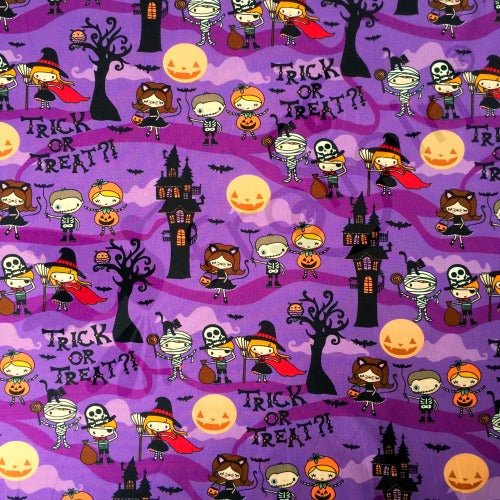 Cotton Jersey - Vibrant Trick or Treat in Purple Cotton Jersey Fabric - Ideal for Clothing and Crafts - Frollein S®