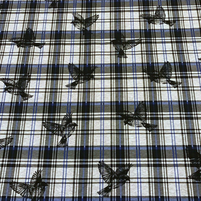 French Terry - French Terry brushed - Plaid Sparrows - Blue - Frollein S®