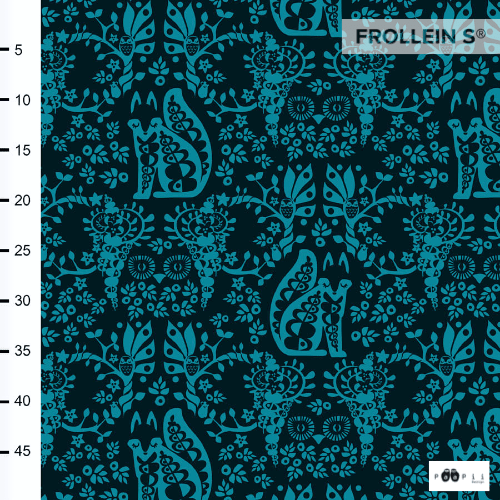 French Terry - Organic French Terry - Fox and Owl - Teal - Frollein S®