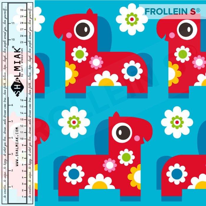 French Terry - Organic French Terry - Pony Bloom - Turquoise - Frollein S®