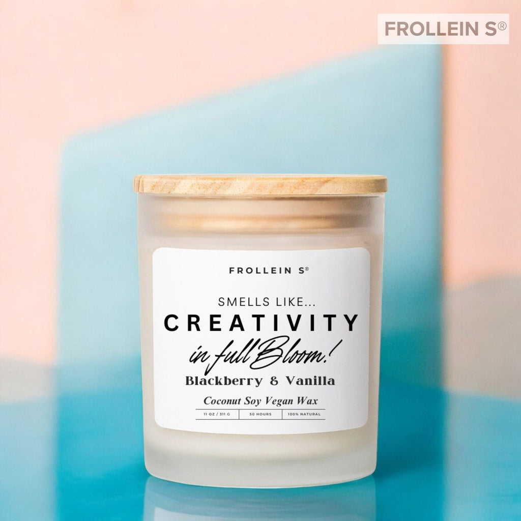 Home Decor - Frosted Glass Vegan Candle, 11oz - Frollein S®