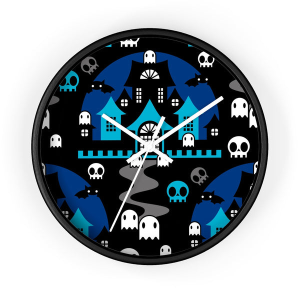 Home Decor - Round Wall Clock - Halloween BOO - Blue - Frollein S®