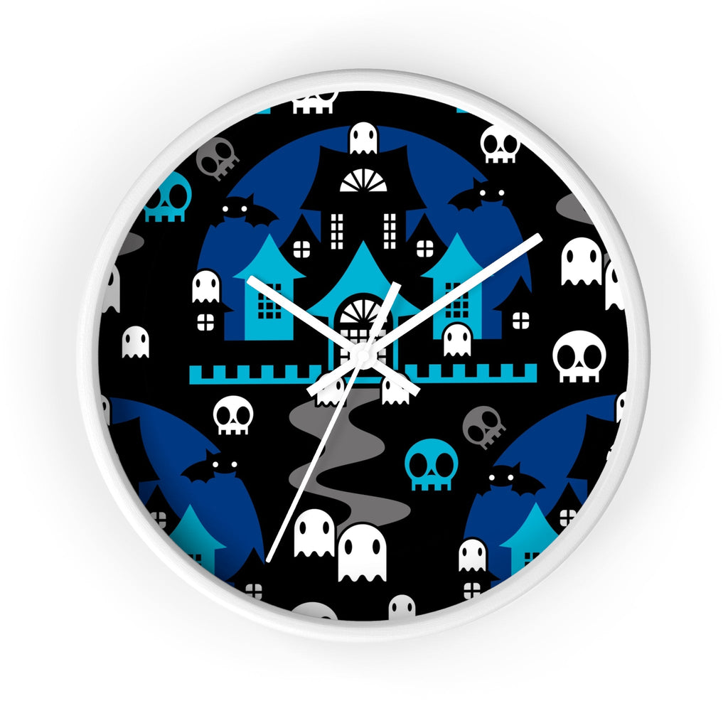 Home Decor - Round Wall Clock - Halloween BOO - Blue - Frollein S®