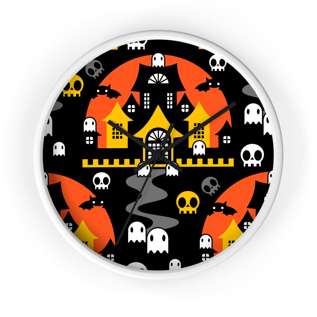 Home Decor - Round Wall Clock - Halloween BOO - Orange - Yellow - Frollein S®