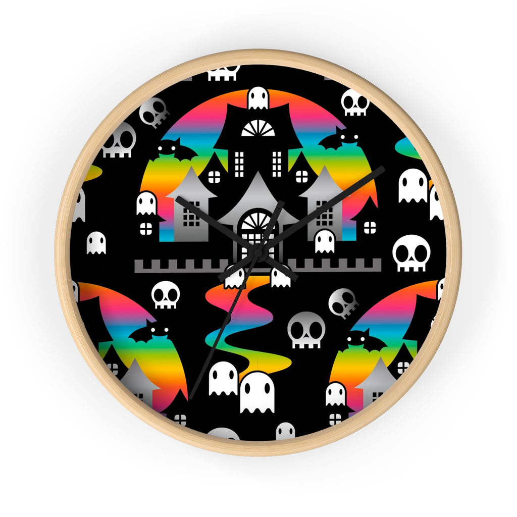 Home Decor - Round Wall Clock - Halloween BOO - Rainbow - Frollein S®