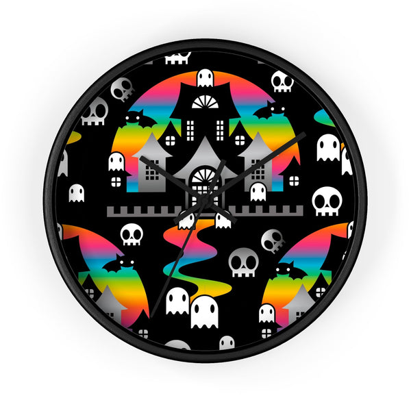 Home Decor - Round Wall Clock - Halloween BOO - Rainbow - Frollein S®