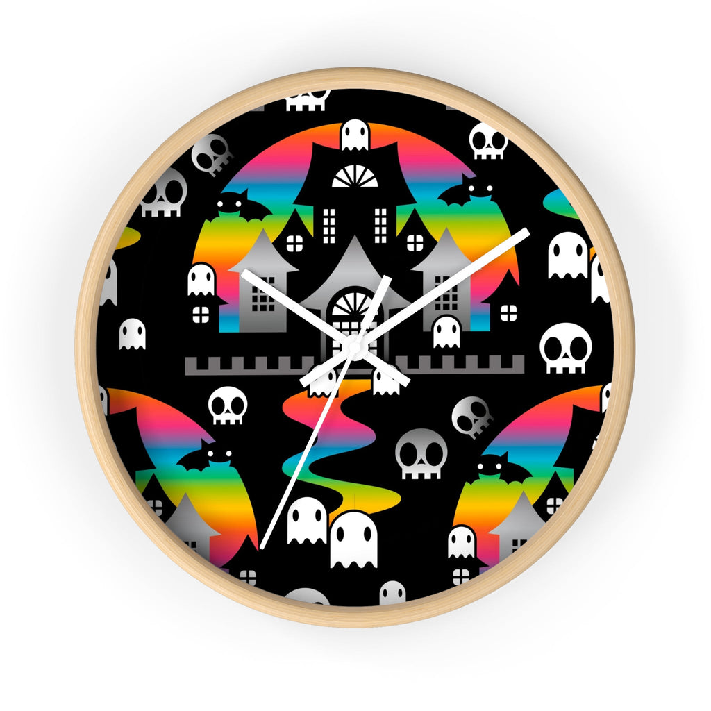 Home Decor - Round Wall Clock - Halloween BOO - Rainbow - Frollein S®