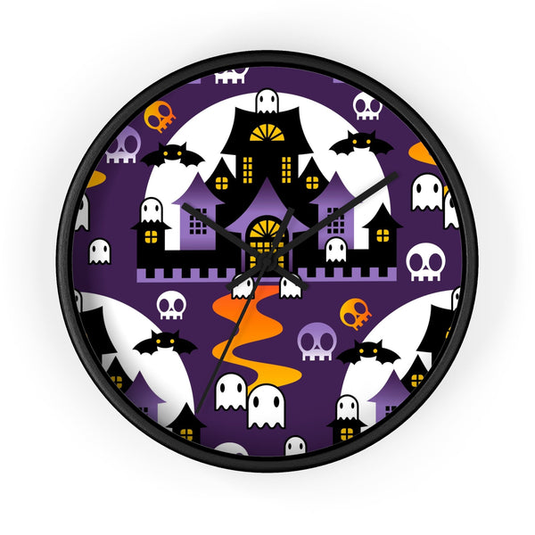 Home Decor - Spooky Round Halloween Wall Clock - BOO - Purple Orange - Frollein S®