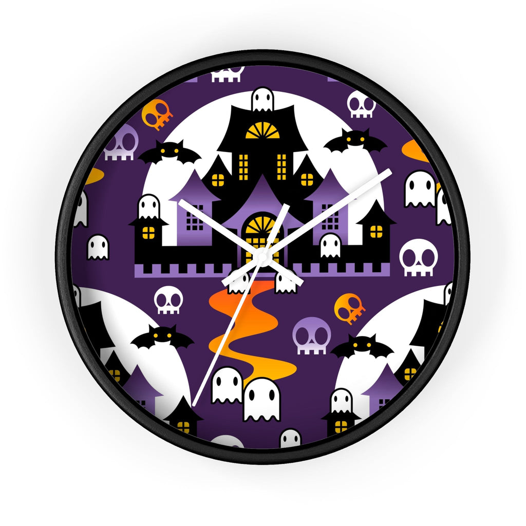 Home Decor - Spooky Round Halloween Wall Clock - BOO - Purple Orange - Frollein S®