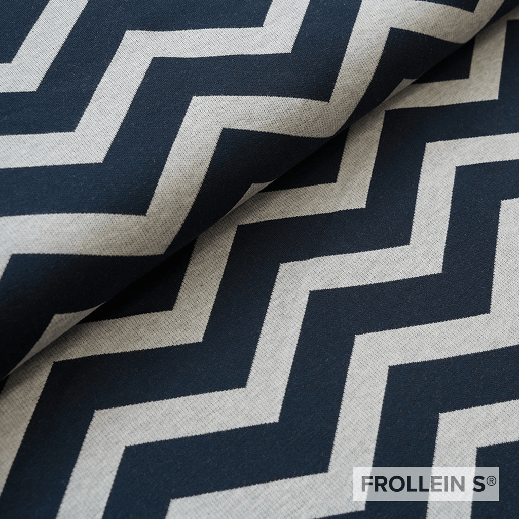 Jacquard - Organic Interlock Jacquard - Chevron - Blue - Frollein S®