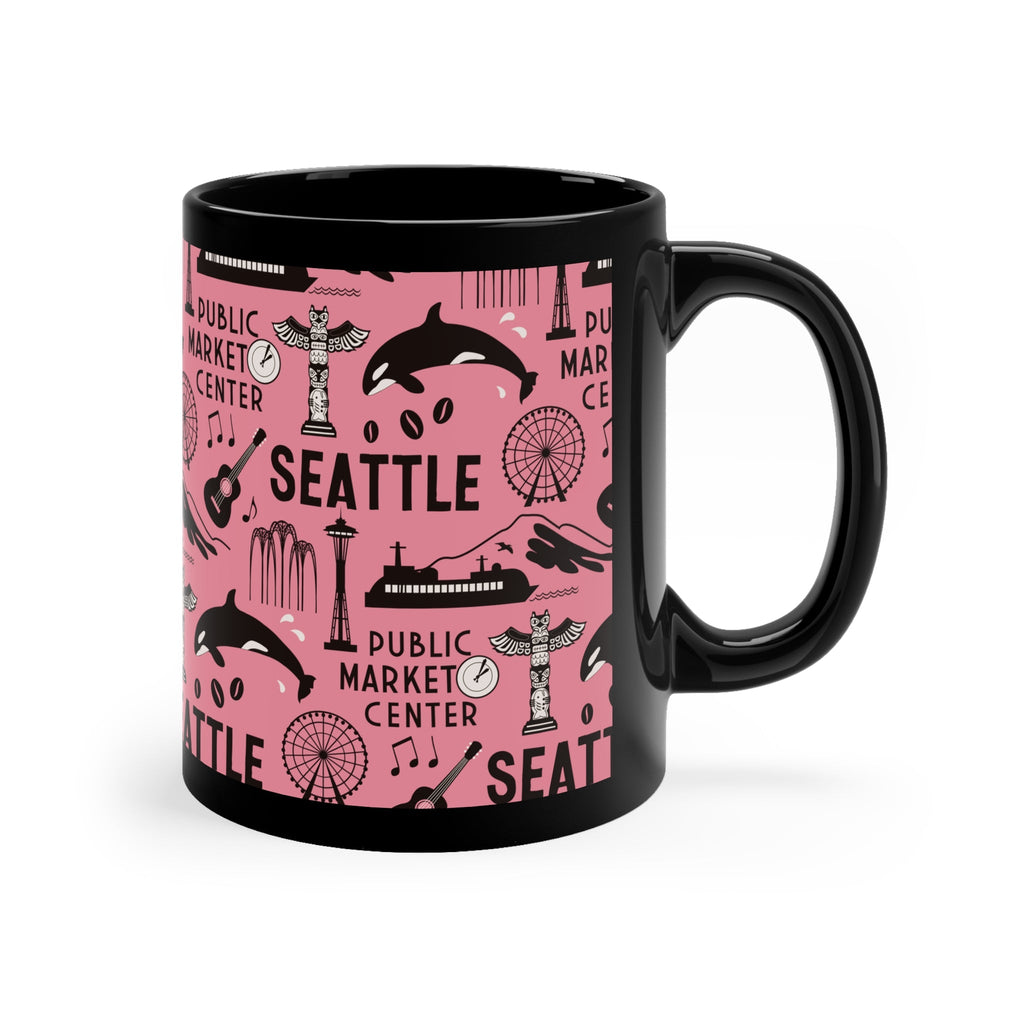 Mug - A Day in Seattle - Durable Ceramic Mug 11 oz - Dusty Blue, Armee Green, Fuchsia, ... - Frollein S®