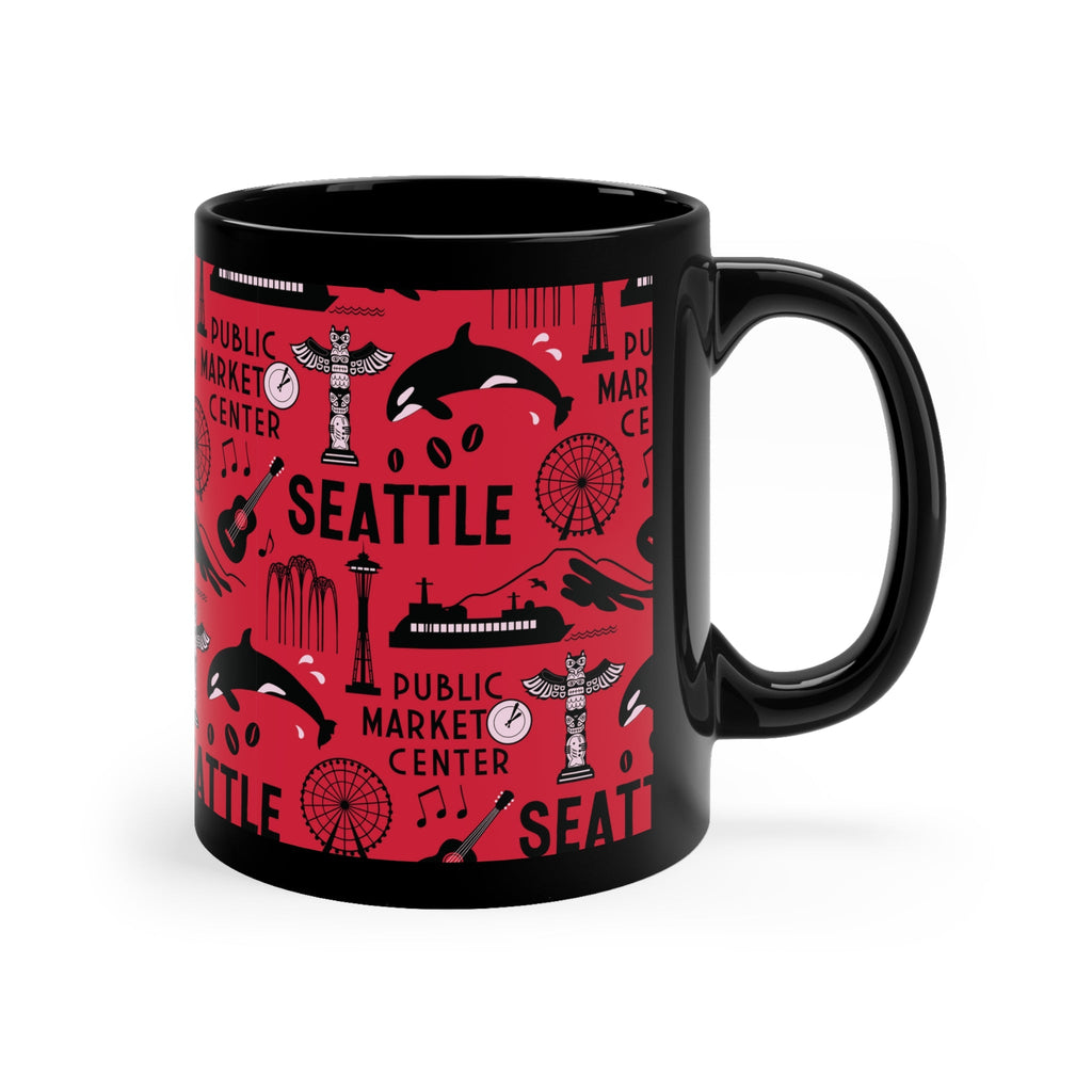 Mug - A Day in Seattle - Durable Ceramic Mug 11 oz - Dusty Blue, Armee Green, Fuchsia, ... - Frollein S®