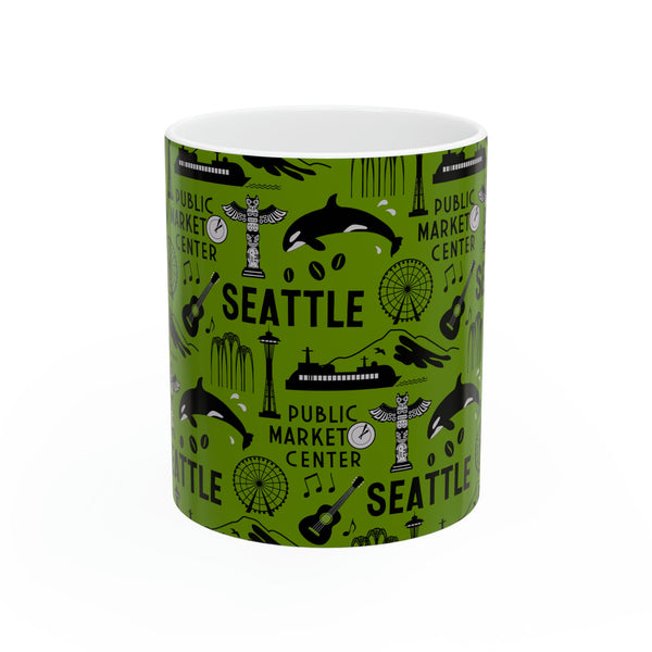 Mug - Exclusive Seattle Design Ceramic Coffee Mug 11 oz - Green - Frollein S®