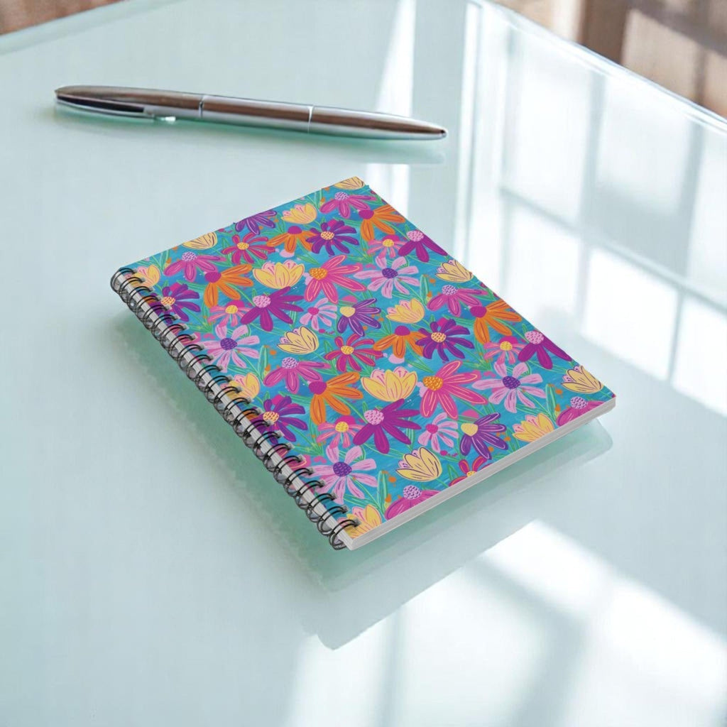 Spiral Notebook - Cornflowers Turquoise - Ruled Line – Frollein S®