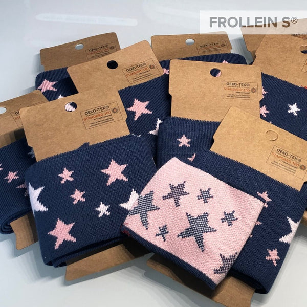 Ribbing - Jacquard Cuffs - Stars - Blue/Rose - Frollein S®