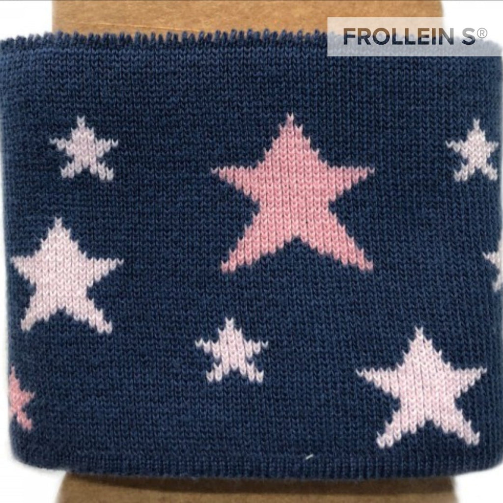 Ribbing - Jacquard Cuffs - Stars - Blue/Rose - Frollein S®