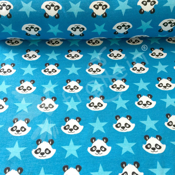 Sweat Fleece - Organic Sweat Fleece - Panda - Blue - Frollein S®