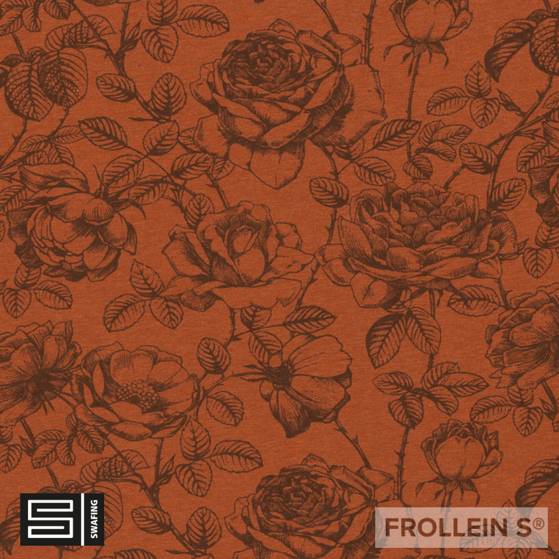 Sweat Fleece - Sweatshirt Fleece - Roses - Terracotta - Frollein S®