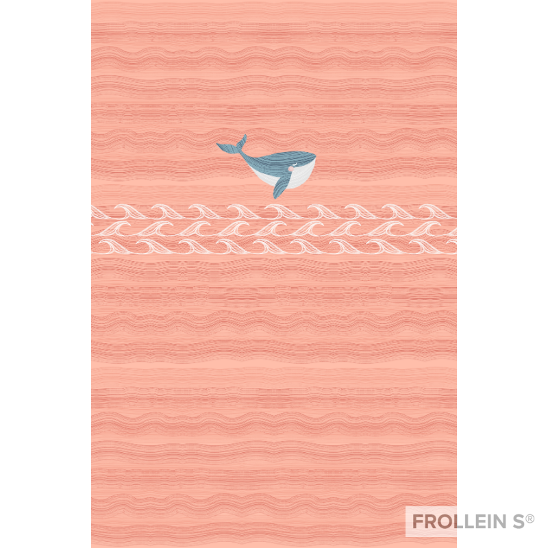 Panel - Organic Cotton Jersey - Whale - coral