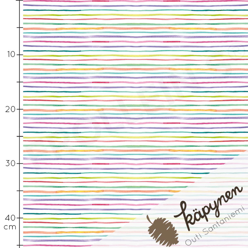 Remnant 21-inch - Organic Cotton Jersey - Watercolor Mini Stripes