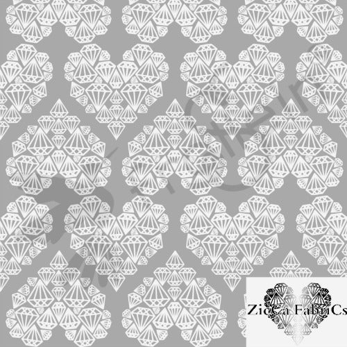 Organic Cotton Jersey -  Diamond Hearts - Gray