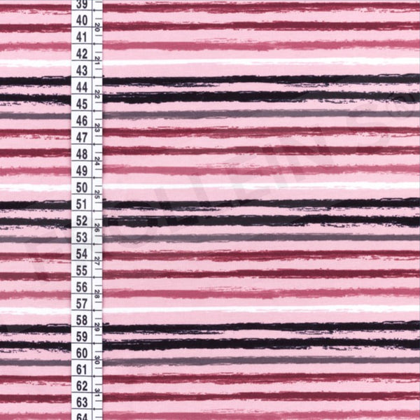 Cotton Jersey - Distressed Stripes - Pink