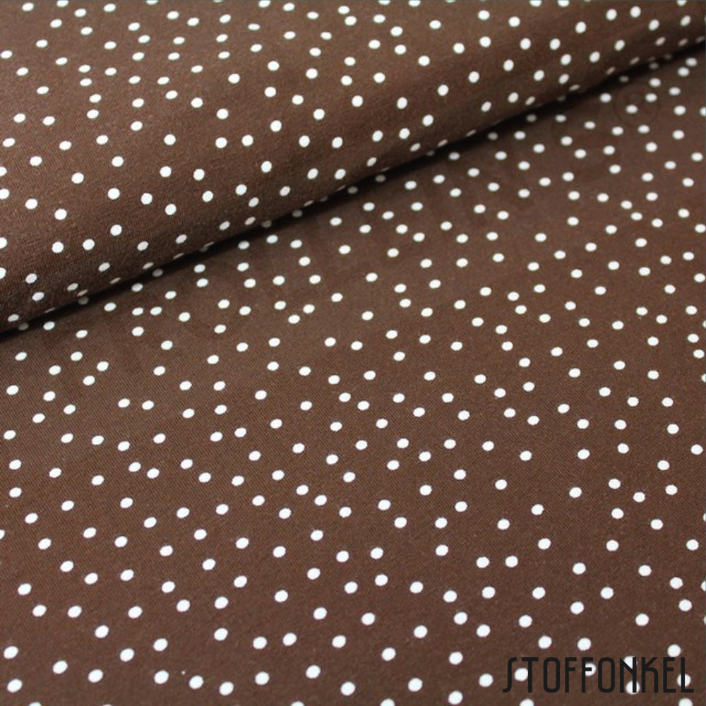 Organic Cotton Jersey - Dotties - Dark Brown