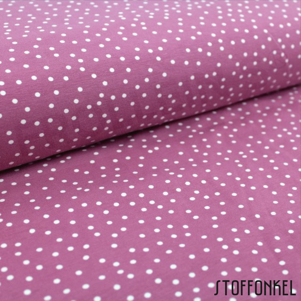 Remnant 18-inch-Organic Cotton Jersey - Dotties - Vintage Rose
