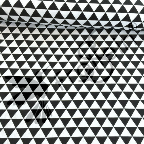 Cotton Jersey - Geometric Triangles Black/White