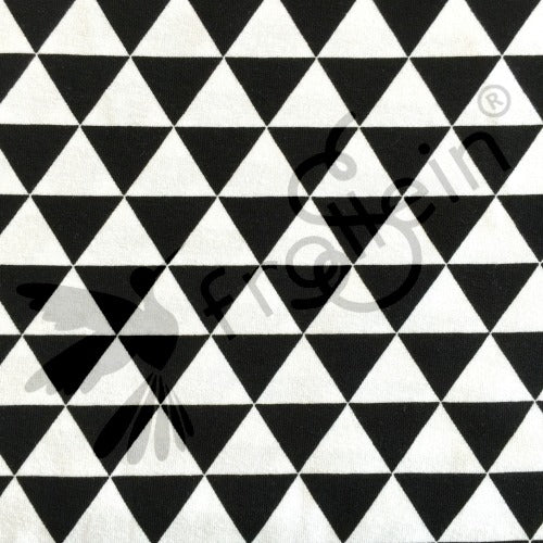 Cotton Jersey - Geometric Triangles Black/White