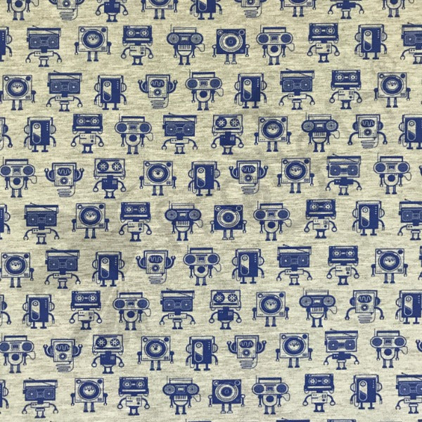 Cotton Jersey - Groovy Robots-Blue