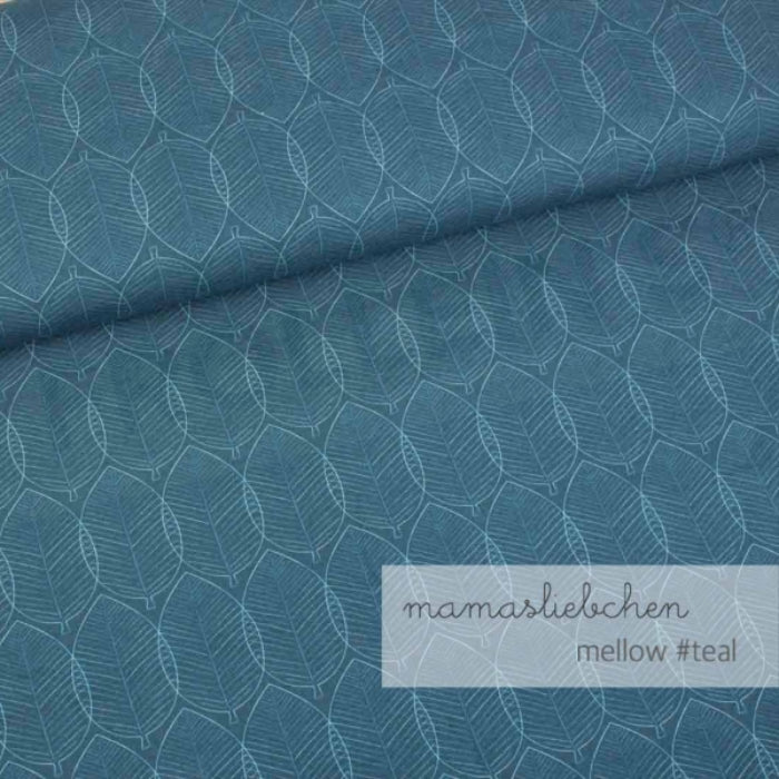 Remnant 24-inch - Cotton Jersey - Mellow Leaves-Teal