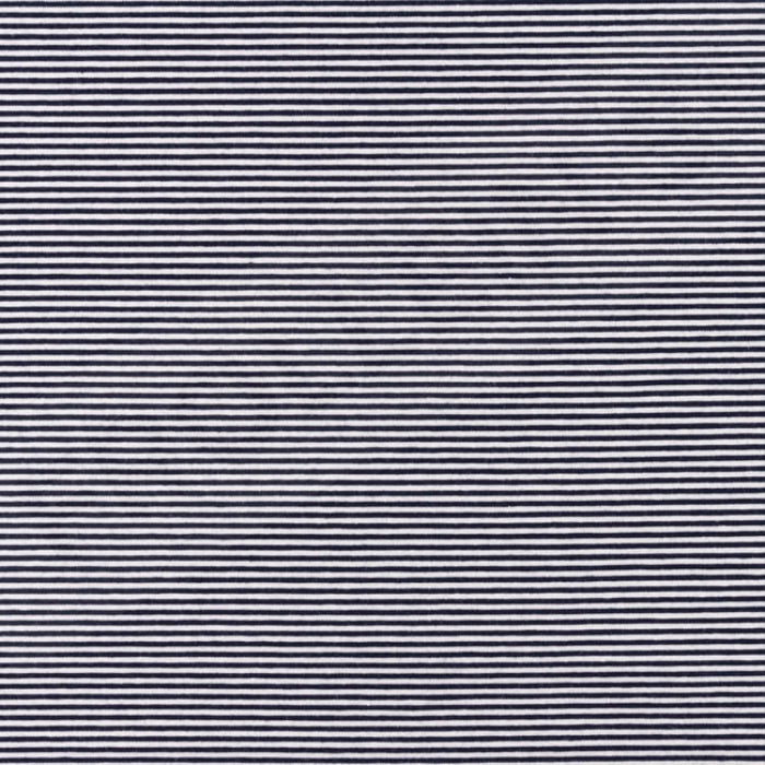 Cotton Jersey - Mini Stripes - Dark Blue-Offwhite