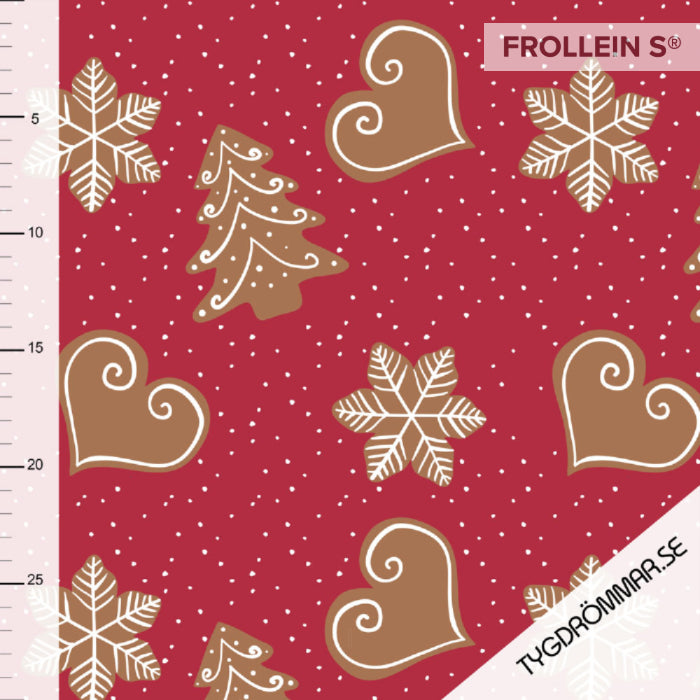 Organic Cotton Jersey - Christmas Cookies - Red