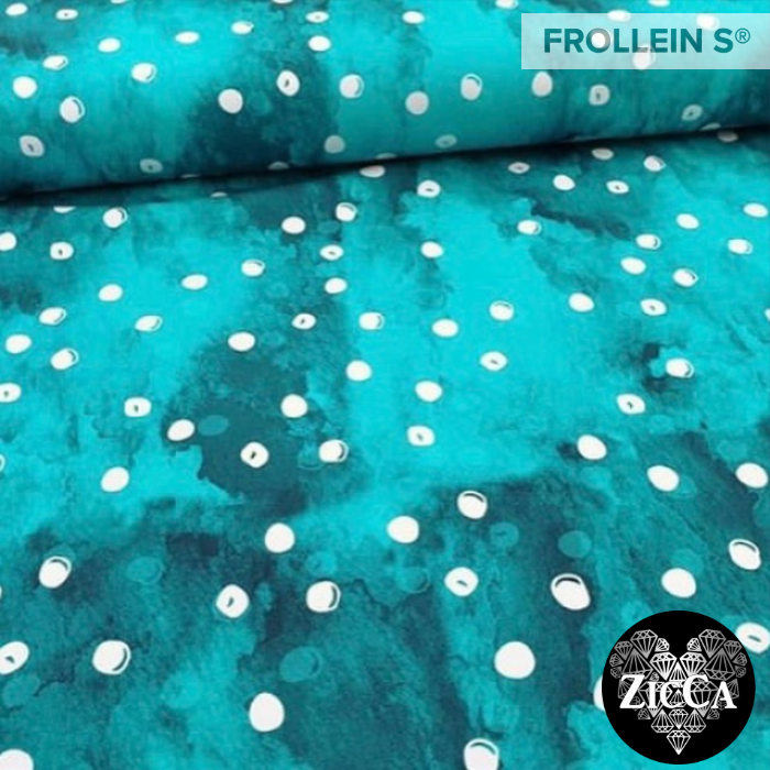 Remnant 24-inch - Organic Cotton Jersey - Watercolor Dots - Teal