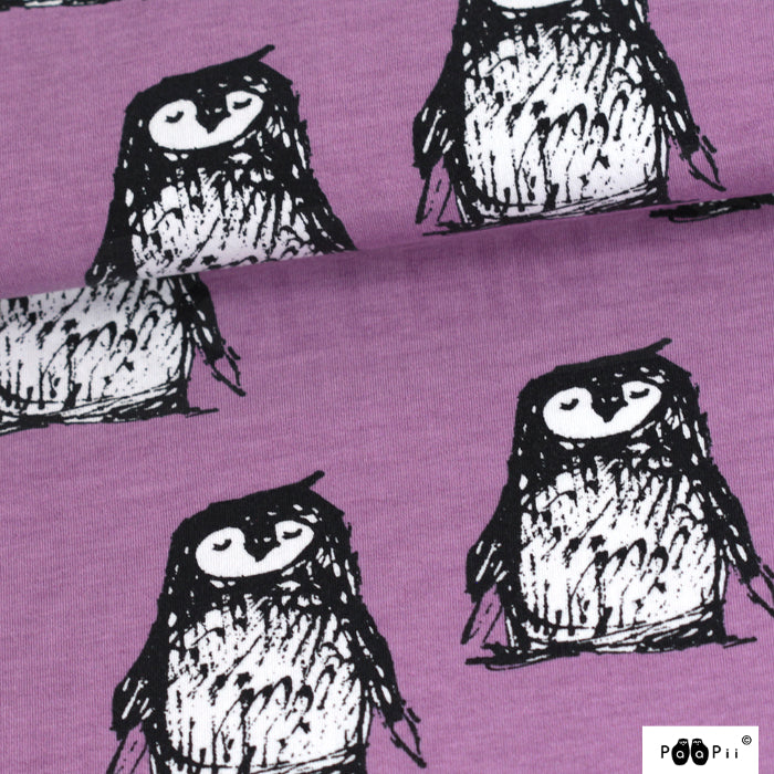 Organic Cotton Jersey - Penguins-Purple