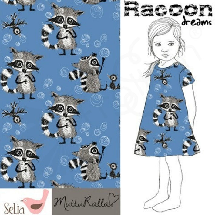 Cotton Jersey - Raccoon Dreams - Blue