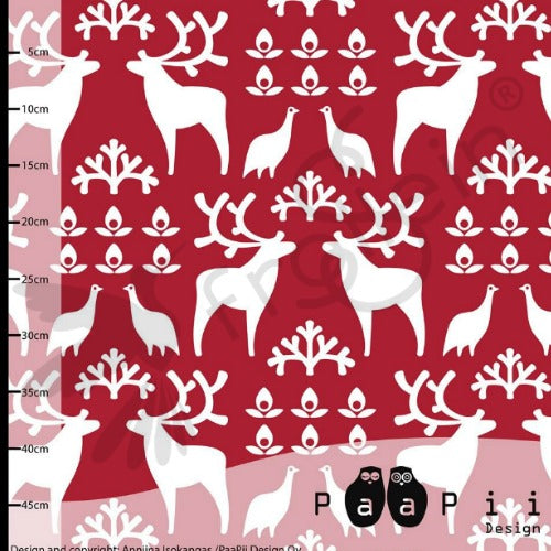 Organic French Terry - Reindeer - Red