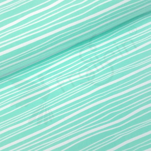 Organic Cotton Jersey - Wavy Stripes - Mint