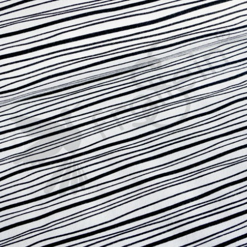 Organic Cotton Jersey - Wavy Stripes - Black-White